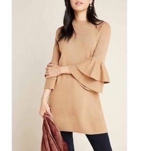 Anthropologie Tan Long Sleeve Dress